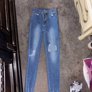 SHEIN Women's Light Blue Skinny Jeans